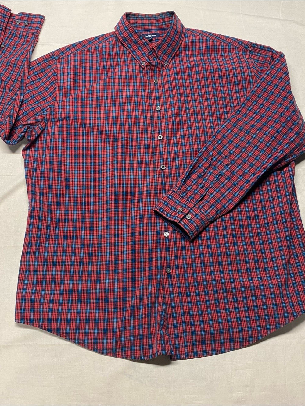 croft & barrow Men's Red and Blue Plaid Button-Down Shirt